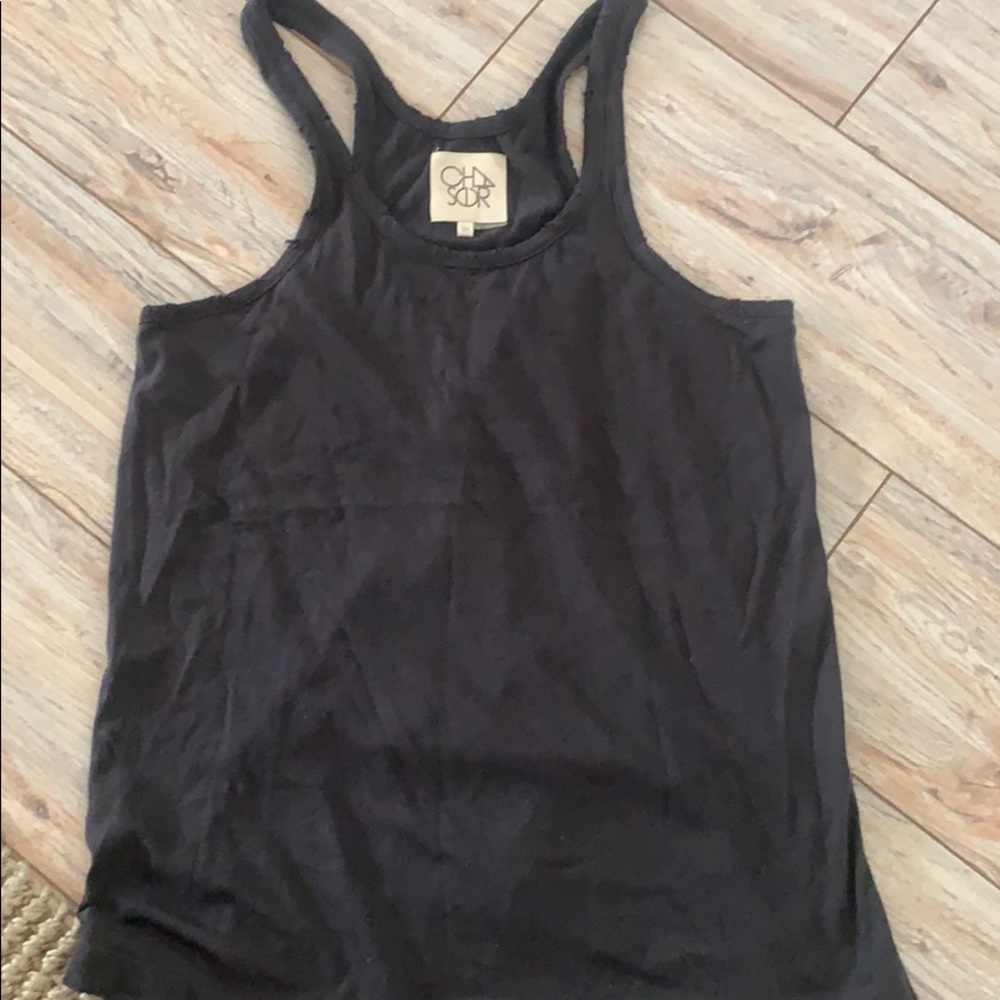 Chaser distressed dark gray racer back medium